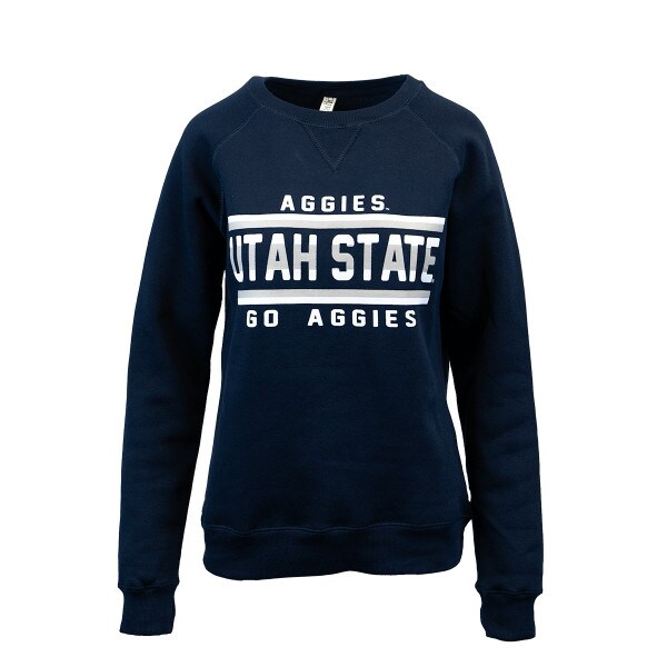 aggies utah state go aggies womens crew sweatshirt navy